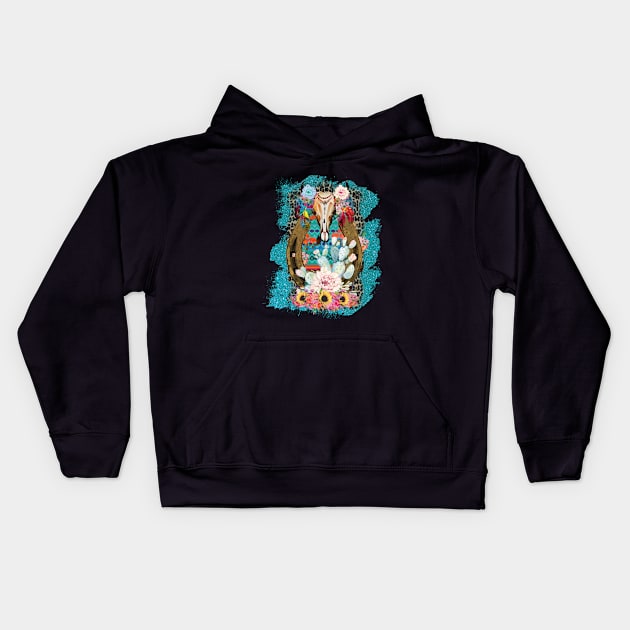 Western Boho Cactus Kids Hoodie by DigitalCreativeArt